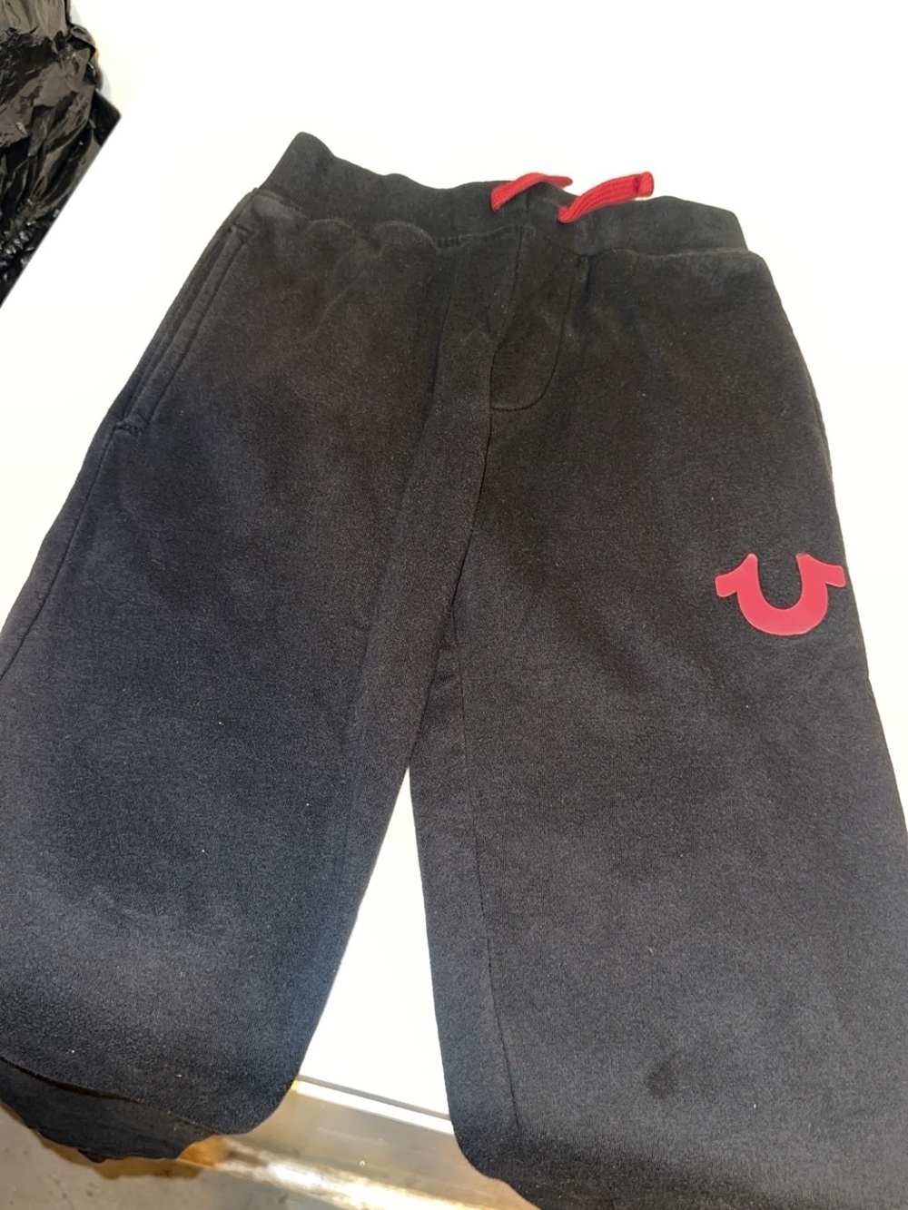 True Religion Kids Black Sweat Joggers with Red Logo